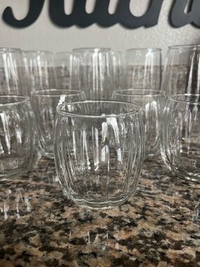 Clear Ribbed Glass Tumbler - Set of Stemless Drinking Glasses
